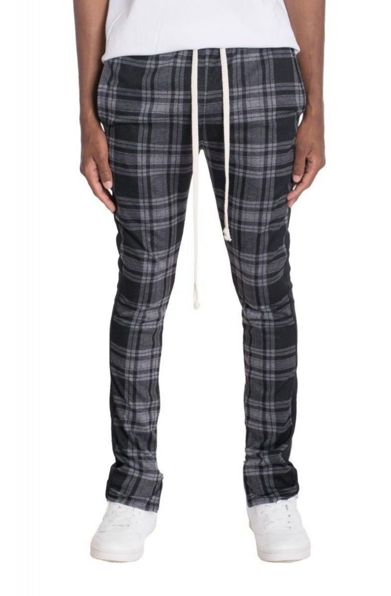 grey plaid track pants