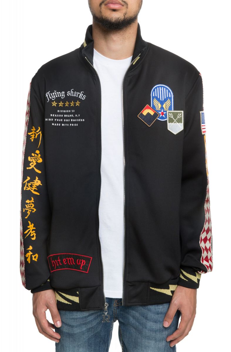 REASON The Flying Sharks Track Jacket in Black F9-56-BLK - Karmaloop