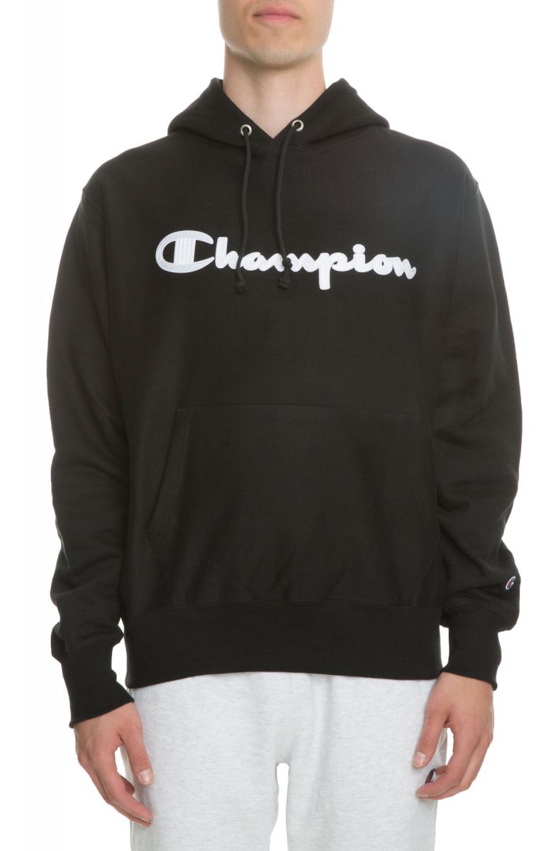 champion reverse weave chain stitch black hoodie