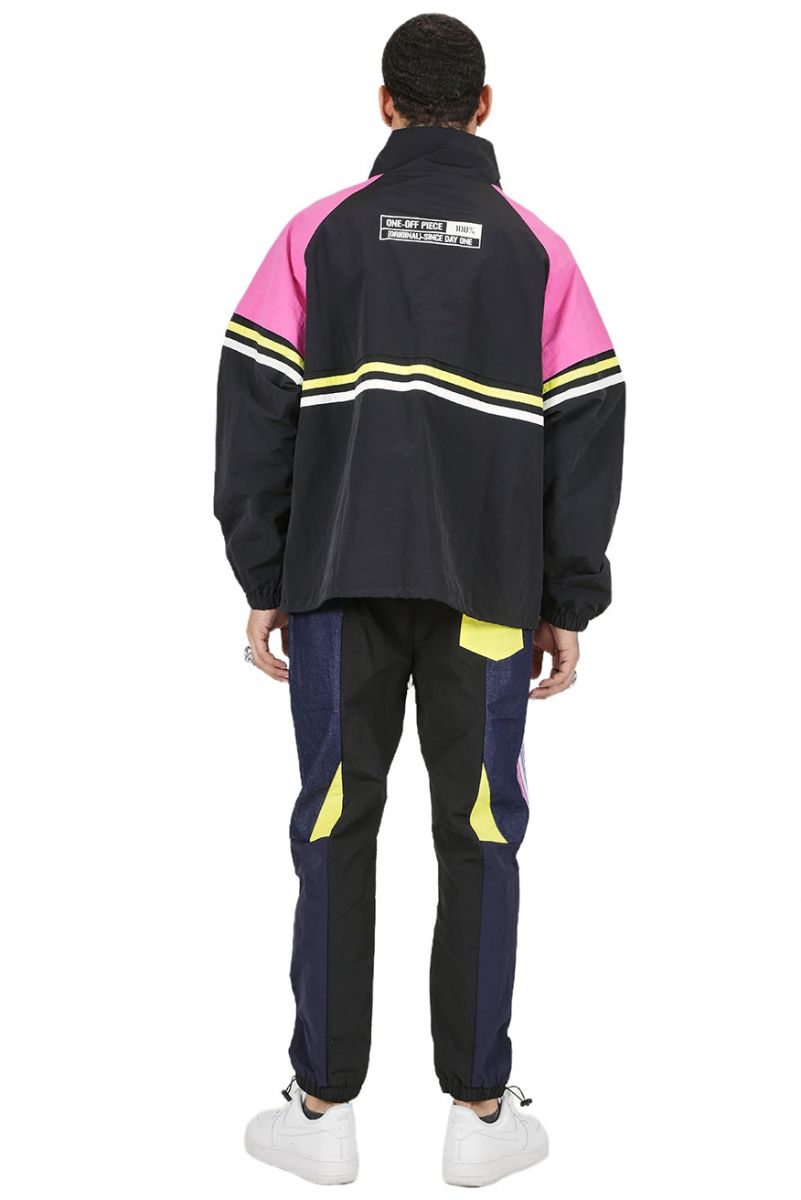 【BADBLOOD】Vintage Club Nylon Reversible Track Zip-Up - C KLEEP PEBBLE Retro Men's premium crispy nylon long sleeve