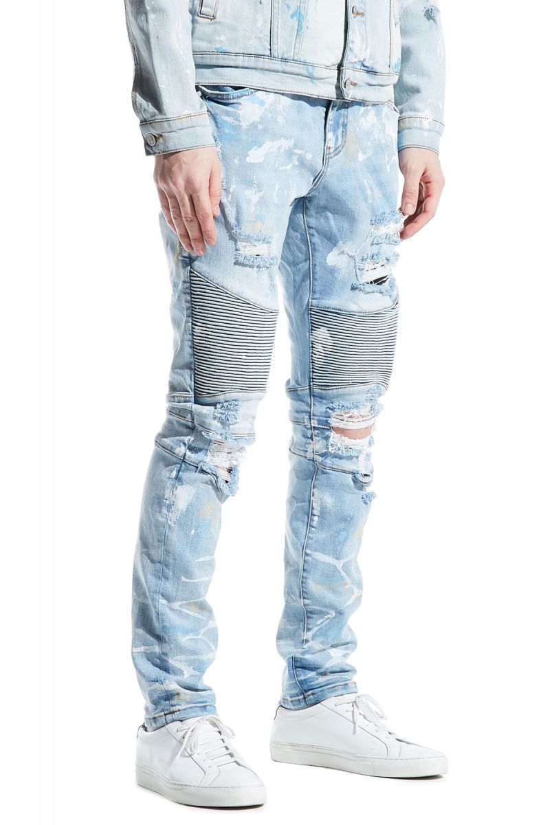 Light wash biker jeans sale