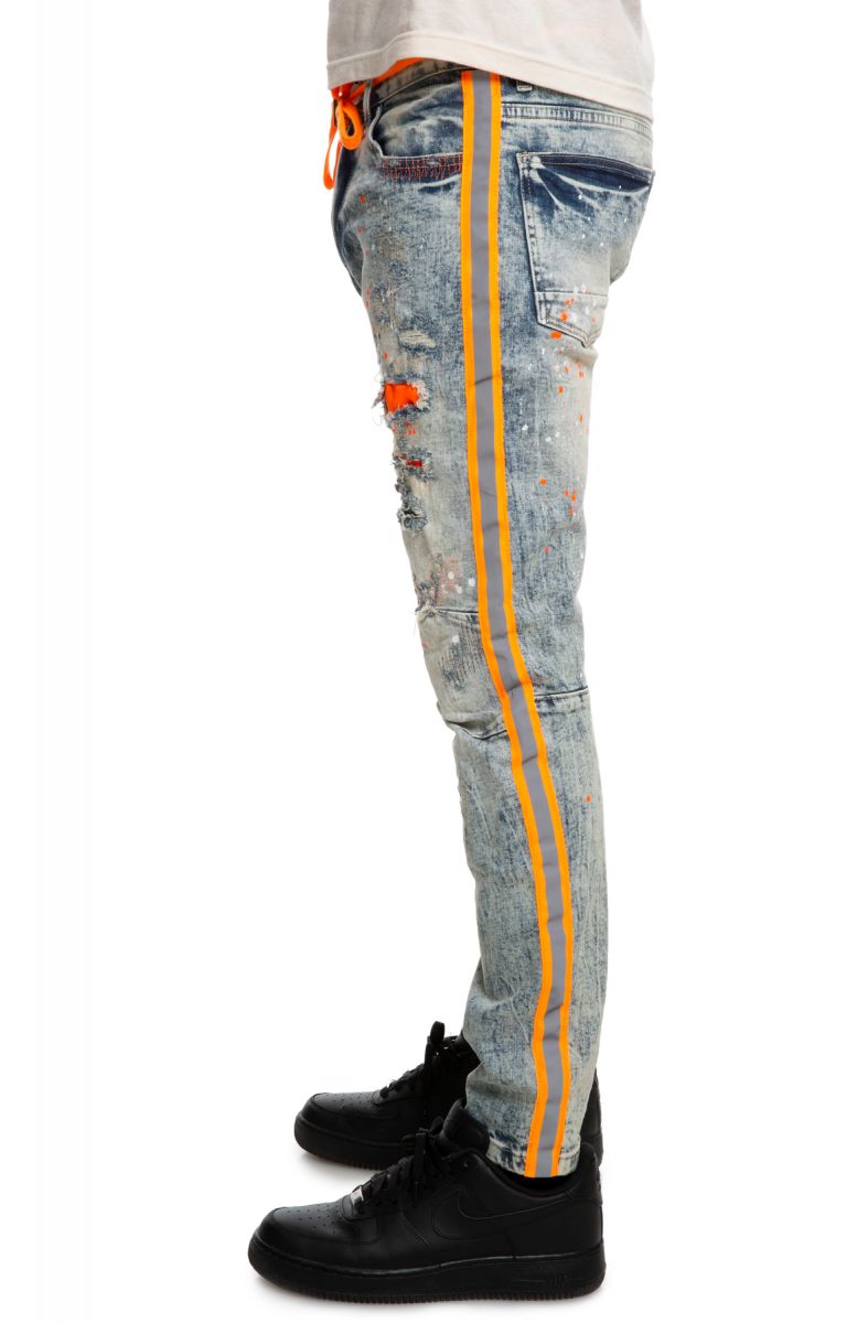 black pants with neon stripe