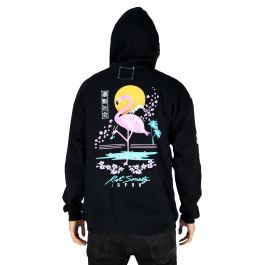 flamingo blossom mens hoodie