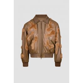 Faux Fur Vegan Leather Camouflage Jacket 11831