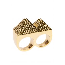 Black Scale Ring Pyramid 2 Finger in Gold