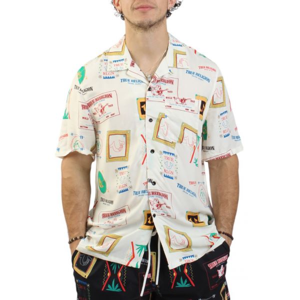 TRUE RELIGION Resort Print Camp Collar Shirt 108171-1001