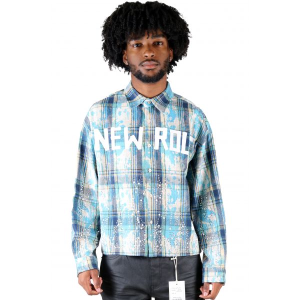 KLEEP QUARTZ Heavy Flannel Crop Top Button Down Shirt KW-5320