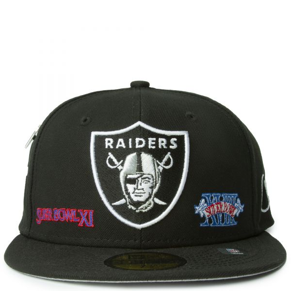 Royal Blue Las Vegas Raiders Pink Bottom 3X Super Bowl Champions Side Patch New Era 59FIFTY Fitted 7 3/8