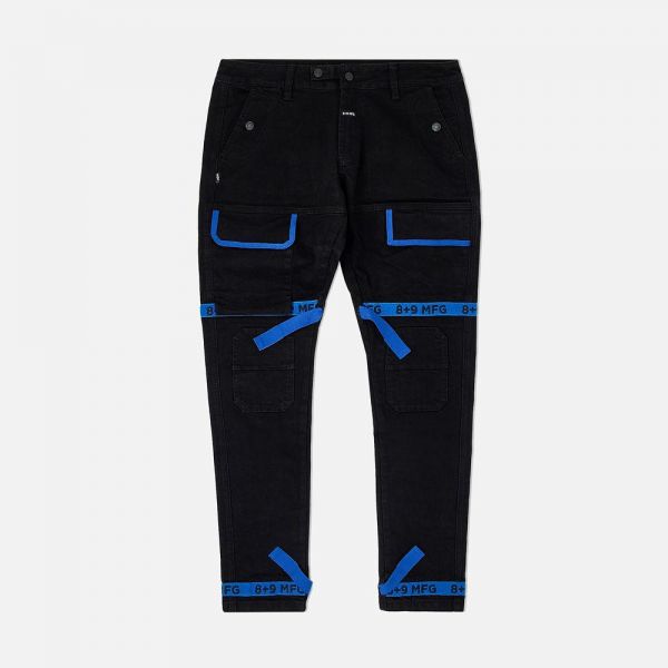 8&9 MFG CO. Black Denim Strapped Up Utility Pants PSBDENBLK