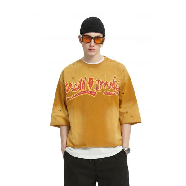 KLEEP TOVAL SN/ Jersey 3/4 Sleeve Crop Top Tee KT-1830-TOVAL