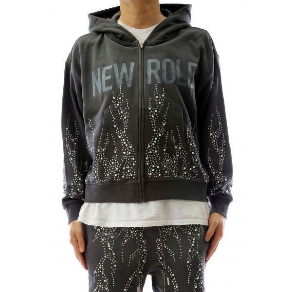 KLEEP HUSK French Terry Long Sleeve Crop Top Full Zip Hoodie KF