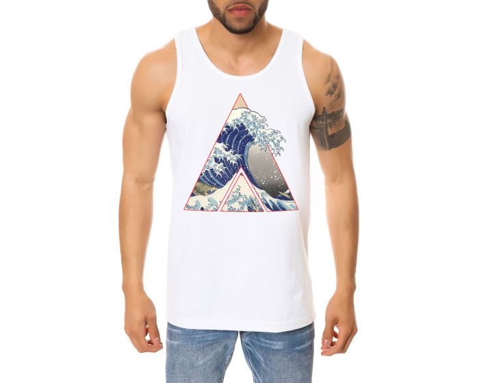 HOWIE DEW The Hokusai Wave Tank Top in White SV-HOKUSAIWAVE-TNK-WHT ...