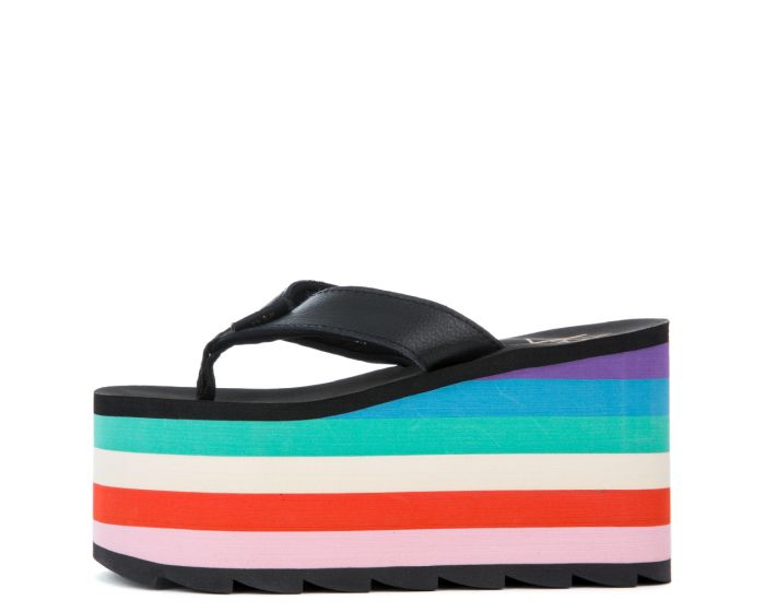 YRU Pixi Black Multi Platform Sandal PIXI RAINBOW BLACK/WHT/MULTI - PLNDR