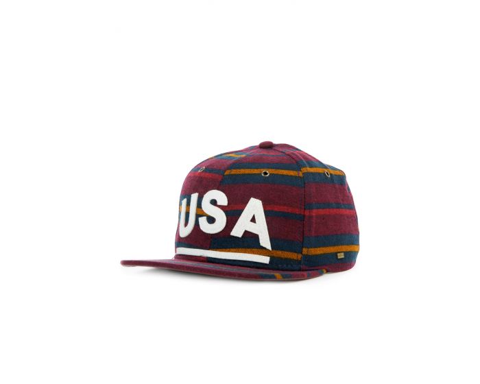 OFFICIAL CROWN OF LAUREL The Tribal Striped USA Strapback in Burgundy ...