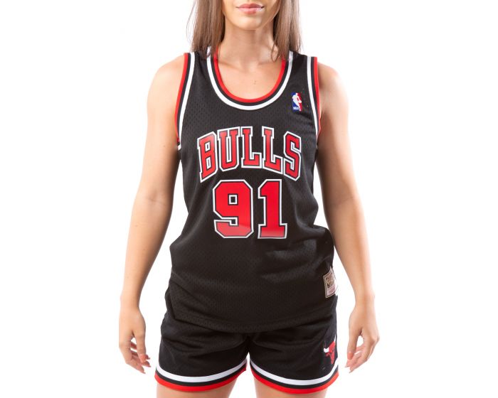 Women's Mitchell & Ness Dennis Rodman Black Chicago Bulls Hardwood Classics Swingman Jersey Size: Large