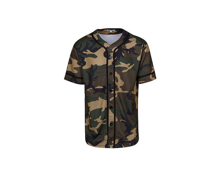 E STREET Baseball Jersey Green Camo BJ-2 - Karmaloop