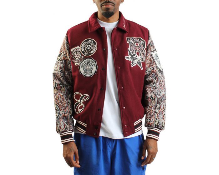 SMOKE RISE Tapestry Sleeve Jacket OH24695SK-WINE - Karmaloop