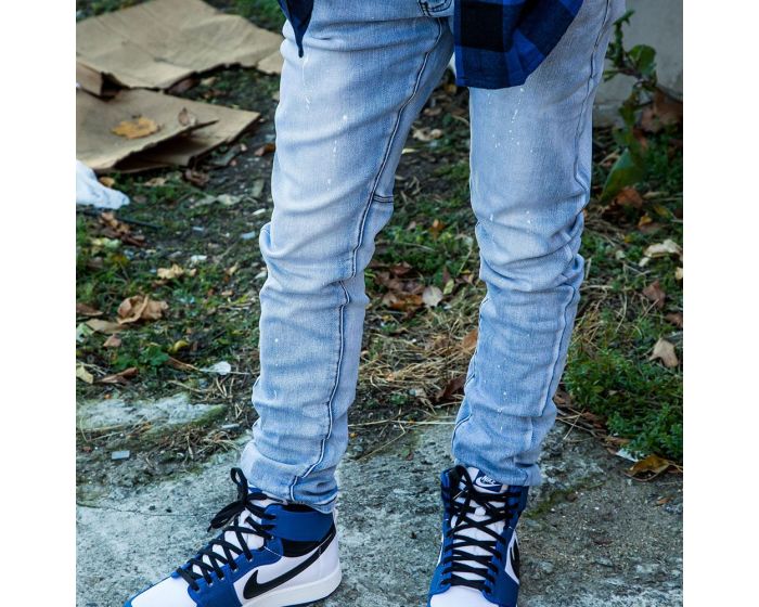 8&9 MFG CO. Faded Blue Denim 3d Slim Tapered Jeans PS3DBLU
