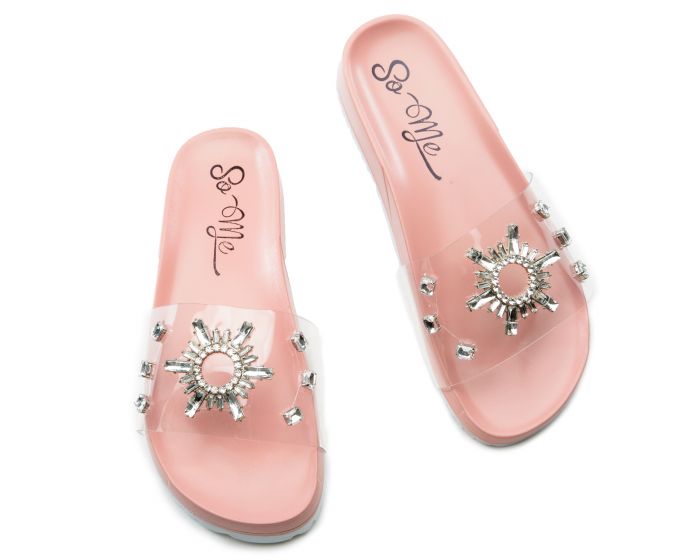 MACHI FOOTWEAR INC Brea Rhinestone Slides BREA-PNK - PLNDR