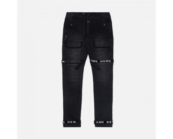 8&9 MFG CO. Black Denim Strapped Up Utility Pants PSBDENBLK