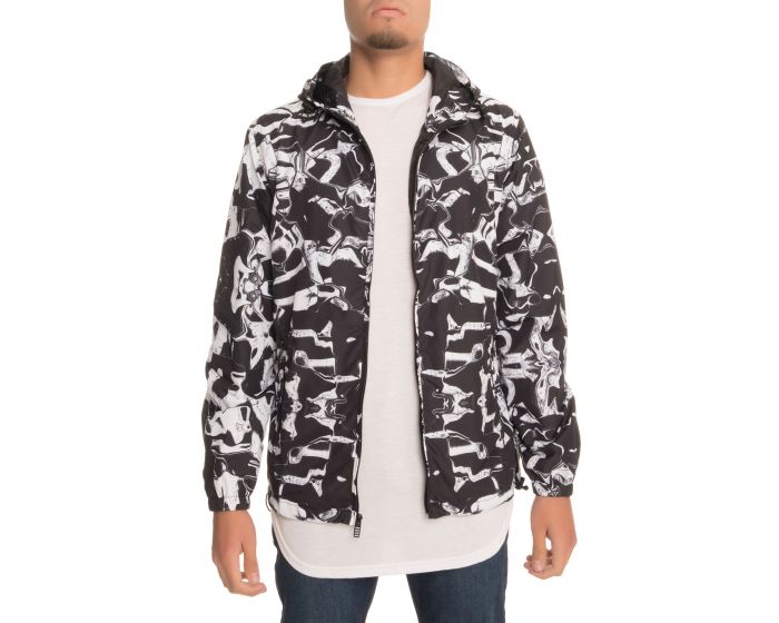 Black Windbreaker with Metal Logo Plaque
