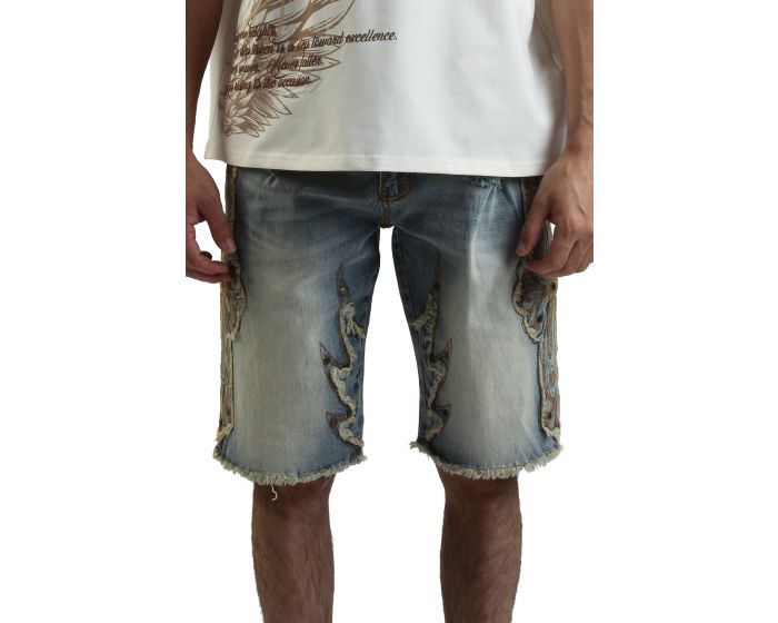 SMOKE RISE Western Jean Shorts JS25224SK-LBLUE - Karmaloop