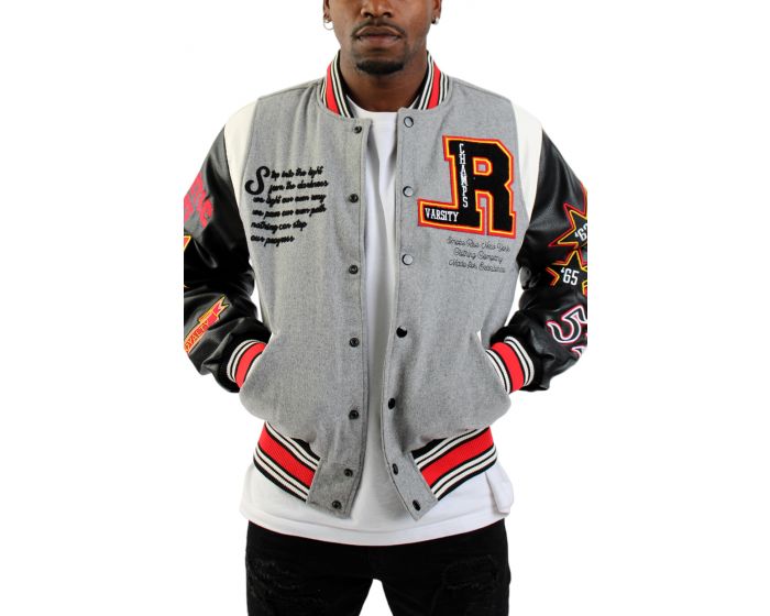 SMOKE RISE Torch Varsity Jacket WW23697SK-HGREY - Karmaloop