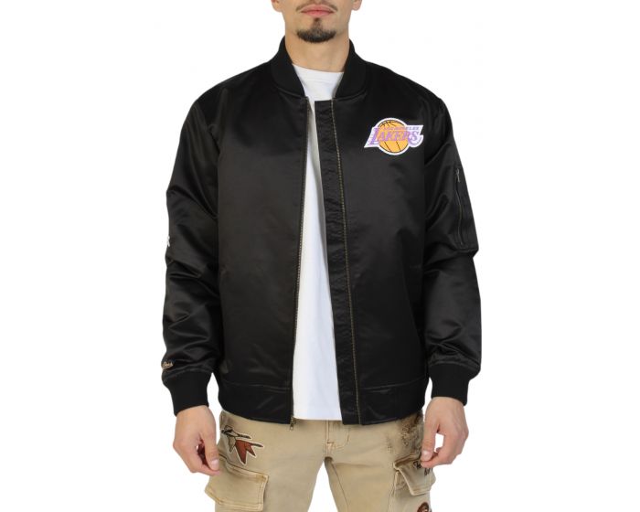 Veste Mitchell & Ness Satin Lakers – Lightweight, Blanc, Collection NBA Hardwood Classics