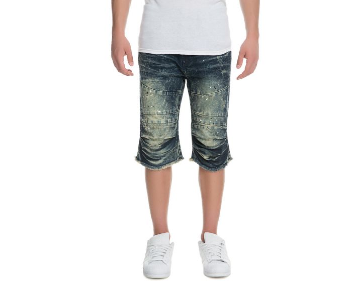 FBRK Men's Denim Knee Rip Shorts JS 7340 MB Karmaloop