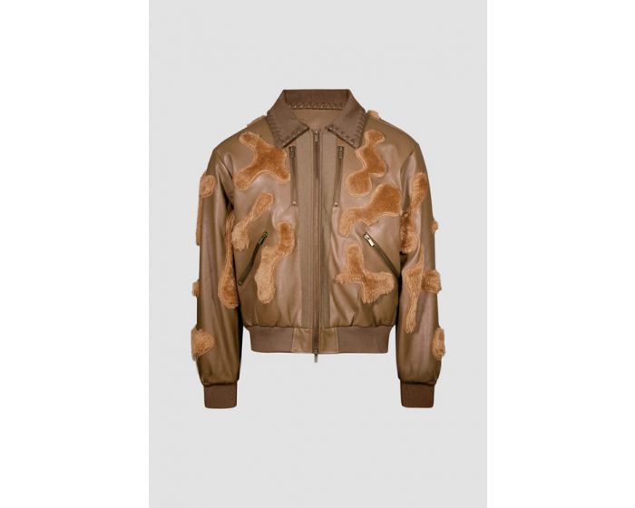 HIDEOUT Faux Fur Vegan Leather Camouflage Jacket THC-FU-XF-FOX