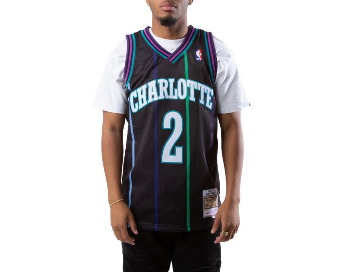 Big & Tall Men's Larry Johnson Charlotte Hornets Mitchell and Ness  Authentic White Throwback Jersey