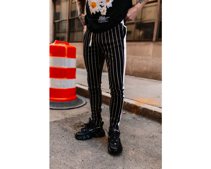 WEIV Cleat Pin Stripe Track Pant P127-BLACK - Karmaloop