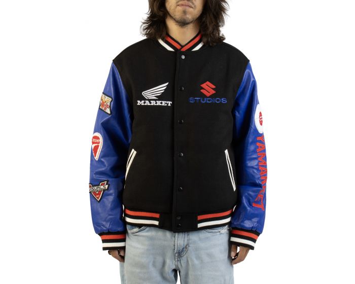 GRAND THEFT MARKET Sponsorship Varsity Jacket MKT26FW-JK0973BLK