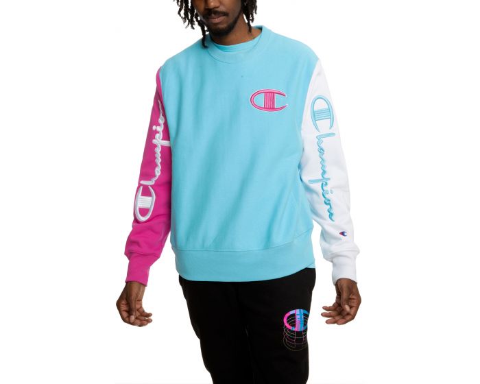 Reverse weave discount colorblock crew