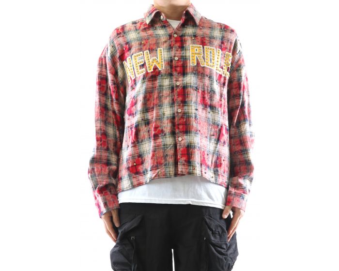 KLEEP OBLIVION Long Sleeve Washed Flannel Crop Top Button Down