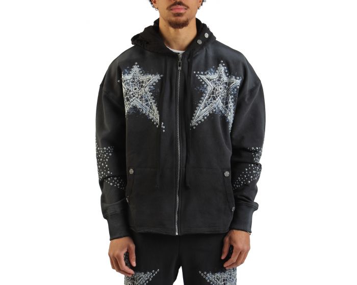 ドライボーンズ　シェルパーカー HUDSON Dream State Star Studs Zip-Up Hoodie 607-BLK - Karmaloop
