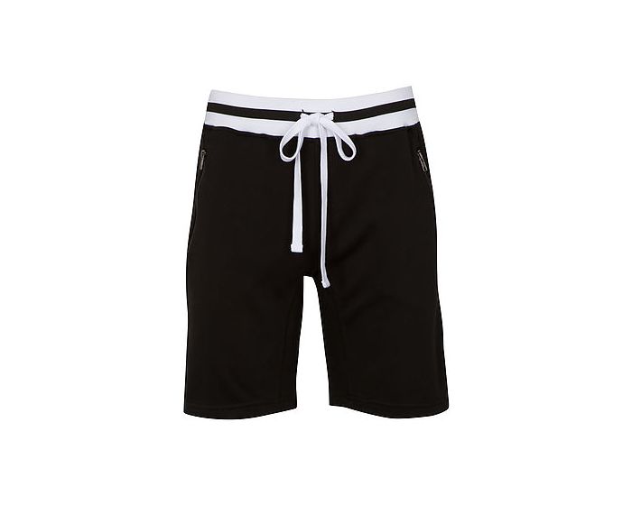 E STREET Black sweat shorts with White stripe SHORTS-01 - Karmaloop