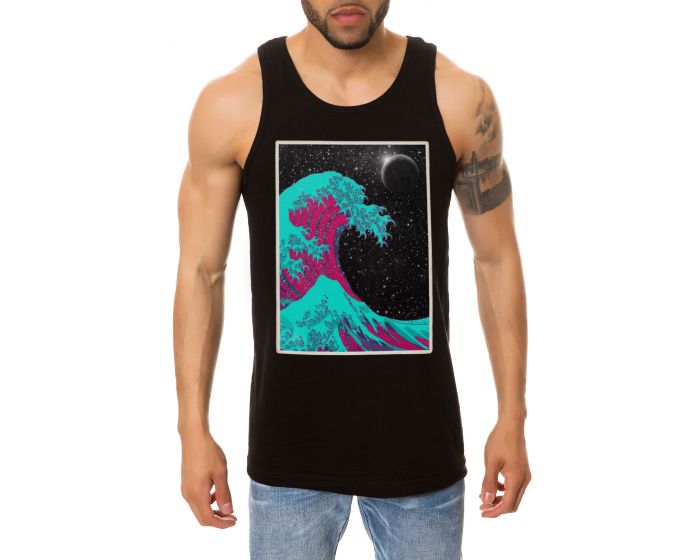 HOWIE DEW The Hokusai Wave Neon Tank Top in Black SV-HOKUSAINEON-TNK ...