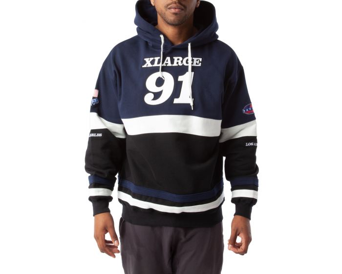 XLARGE JAPAN 91 Team Paneled Hoodie 101221012012-NAVY