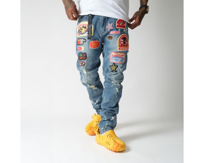 8&9 MFG Co. On 1 Patch Denim Jeans Blue JSON1BLU-BLUE - Karmaloop