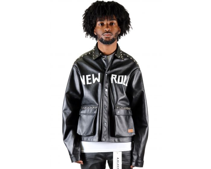 KLEEP DRAKON Faux Leather Crop Top Jacket KJ-8020-DRAKON - Karmaloop