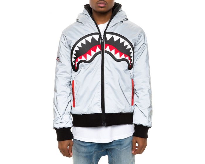 SPRAYGROUND The 3M Shark Reversible Jacket in Silver 04101-SILVER