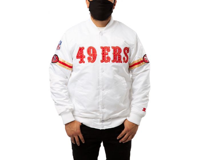 San Francisco 49ers Retro Classic Cream and Red Varsity Jacket