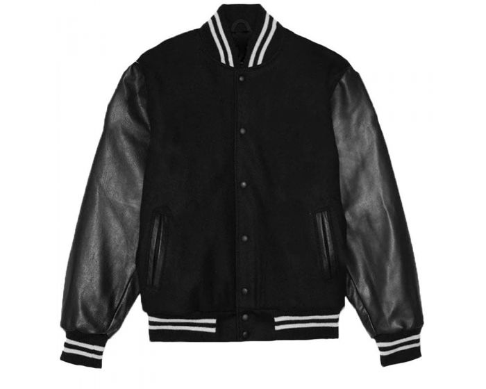 WEIV Melton Letterman Jacket BJ222-BLACK - Karmaloop