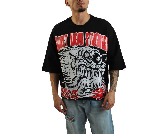 AKS Stay Hungry French Terry Cropped Shirt AKDEC25TS_14-BLK