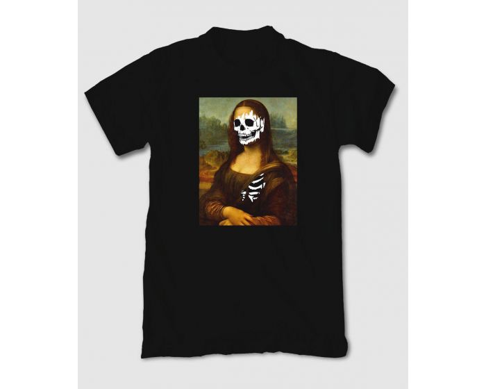 RIOT SOCIETY Mona Lisa Skeleton T-Shirt RSMT-B02-579-A0-BLK