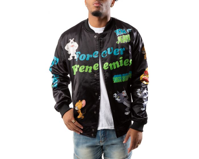 FREEZE MAX TOM & JERRY VARSITY JACKET Men’s-BLACK WHITE