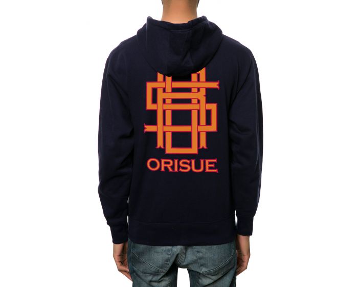 Orisue The Monogram Zip-Up Hoodie in Navy - Apparel & Accessories XL