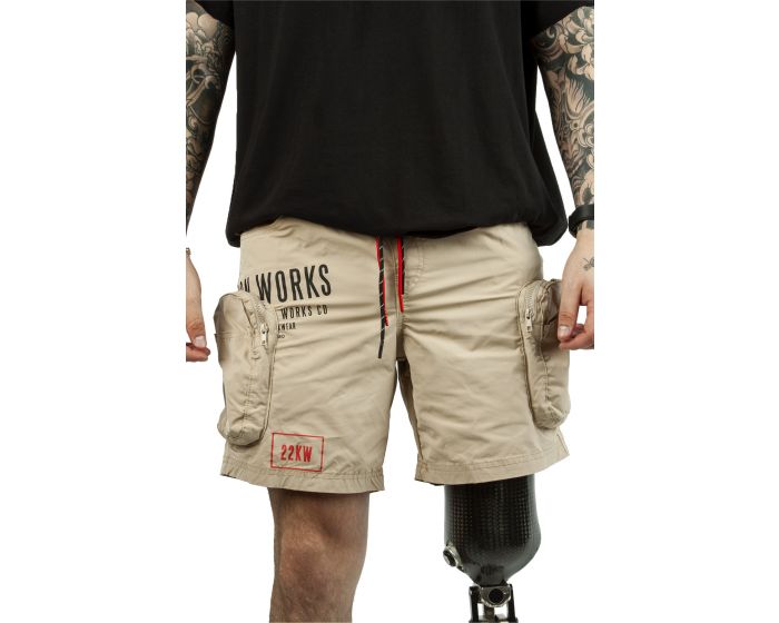 Smoke Rise Nylon Cargo Shorts WS24283SK-KHAKI - Karmaloop