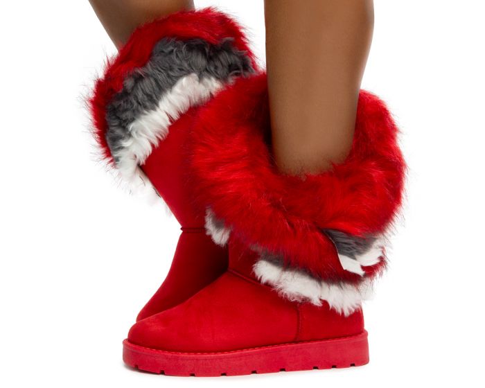 Red fur hot sale boots